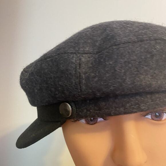 Surell Pure Wool Hat Baseball Cap Black Grey Unisex Adult Size S Made In Italy - Picture 5 of 8